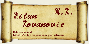 Milun Kovanović vizit kartica